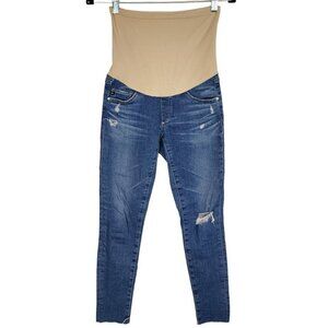 Adriano‎ Goldschmied Secret Fit Over Belly Skinny Mid Wash Distressed Jeans 25